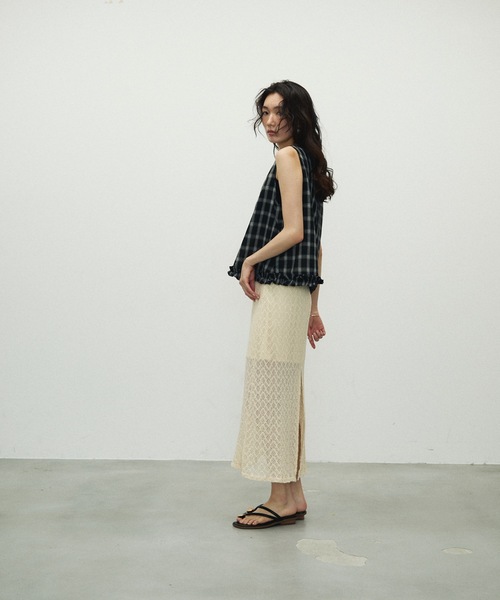 UFFU様　ご確認専用ページ241130 Cotton Check Pattern frills Hem Blouse / コットンチェック