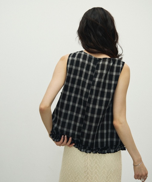 Drawer コットンチェックフリルシャツ36 Drawer（ドゥロワー）の「Drawer コットン フリルブラウス