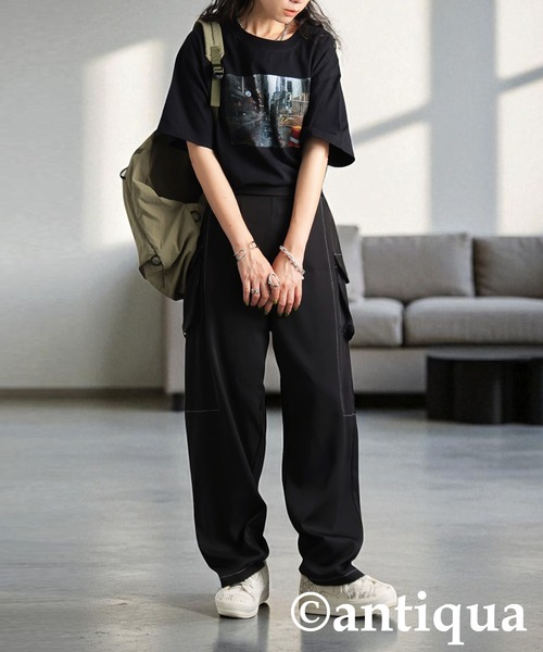 antiqua（アンティカ）の「ホワイトステッチカーゴパンツ（カーゴパンツ・レディース・ブラック/ブルー系その他・LARGE/MEDIUM）」の4枚目の写真