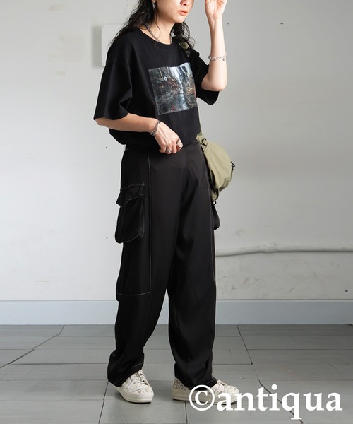 antiqua（アンティカ）の「ホワイトステッチカーゴパンツ（カーゴパンツ・レディース・ブラック/ブルー系その他・LARGE/MEDIUM）」の5枚目の写真