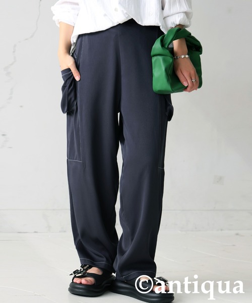 antiqua（アンティカ）の「ホワイトステッチカーゴパンツ（カーゴパンツ・レディース・ブラック/ブルー系その他・LARGE/MEDIUM）」の10枚目の写真