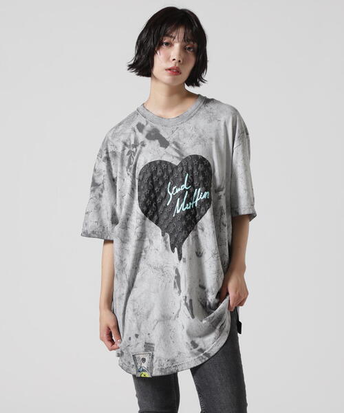 STUD MUFFIN（スタッドマフィン）の「STUD MUFFIN/スタッドマフィン/HEART ピグメントSS TEE（Tシャツ/カットソー・メンズ・グレー/ブラック・3/4/2）」の2枚目の写真