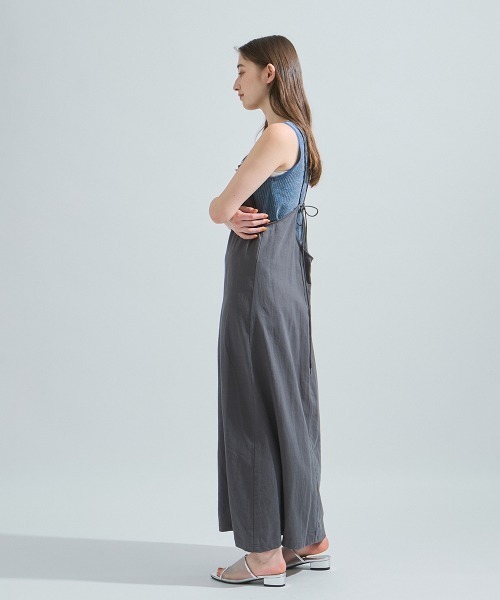 ketty（ケティ）の「ウォッシュリネンキャミワンピース≪洗濯機で洗える≫（ワンピース・レディース・ベージュ/チャコールグレー・M）」の5枚目の写真