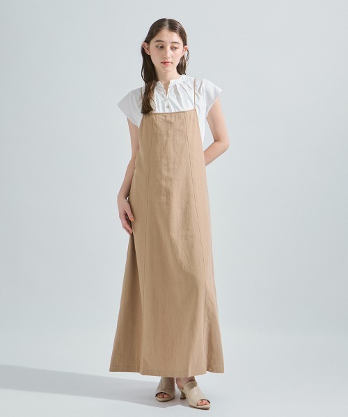 ketty（ケティ）の「ウォッシュリネンキャミワンピース≪洗濯機で洗える≫（ワンピース・レディース・ベージュ/チャコールグレー・M）」の7枚目の写真