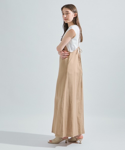 ketty（ケティ）の「ウォッシュリネンキャミワンピース≪洗濯機で洗える≫（ワンピース・レディース・ベージュ/チャコールグレー・M）」の8枚目の写真