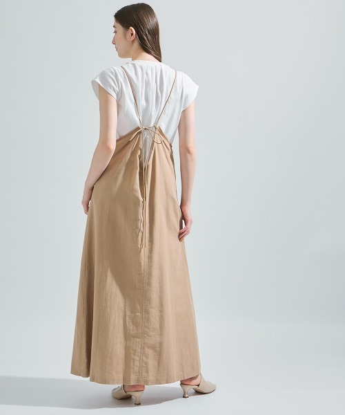 ketty（ケティ）の「ウォッシュリネンキャミワンピース≪洗濯機で洗える≫（ワンピース・レディース・ベージュ/チャコールグレー・M）」の9枚目の写真