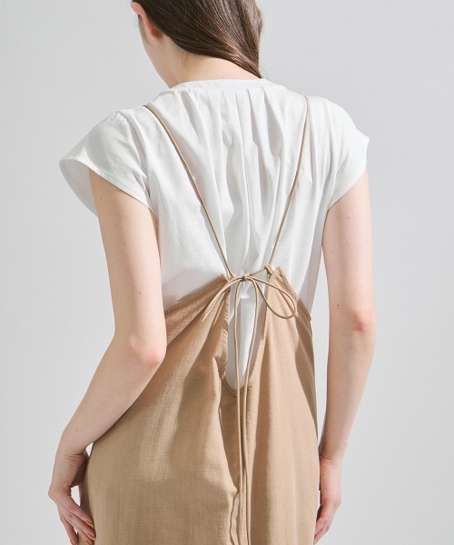 ketty（ケティ）の「ウォッシュリネンキャミワンピース≪洗濯機で洗える≫（ワンピース・レディース・ベージュ/チャコールグレー・M）」の10枚目の写真