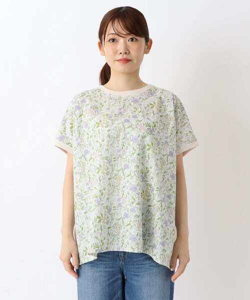 one'sterrace(ワンズテラス)の「花柄プリントコンビフレンチスリーブプルオーバー(Tシャツ/カットソー・レディース・ライトグレー系8/アイボリー系8/ネイビー系5・02)」の19枚目の写真
