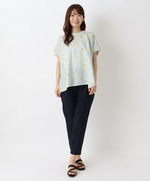 one'sterrace(ワンズテラス)の「花柄プリントコンビフレンチスリーブプルオーバー(Tシャツ/カットソー・レディース・ライトグレー系8/アイボリー系8/ネイビー系5・02)」の10枚目の写真