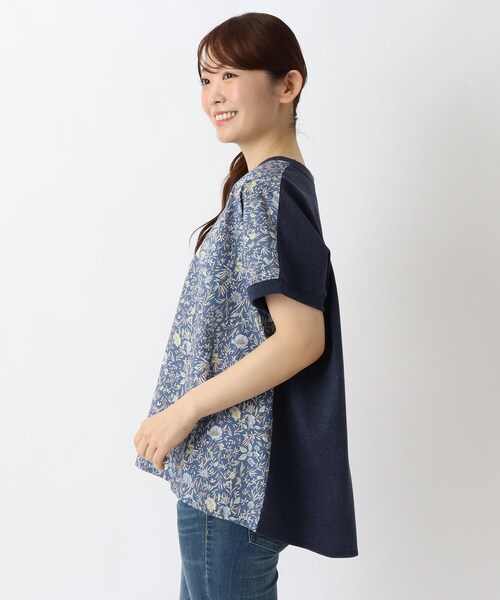 one'sterrace(ワンズテラス)の「花柄プリントコンビフレンチスリーブプルオーバー(Tシャツ/カットソー・レディース・ライトグレー系8/アイボリー系8/ネイビー系5・02)」の8枚目の写真
