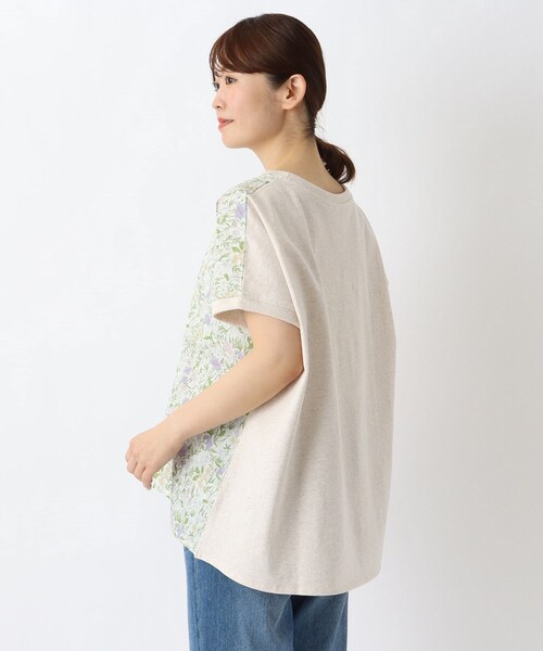 one'sterrace(ワンズテラス)の「花柄プリントコンビフレンチスリーブプルオーバー(Tシャツ/カットソー・レディース・ライトグレー系8/アイボリー系8/ネイビー系5・02)」の5枚目の写真