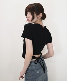 tシャツ 「ZOZO限定」サイドリボンT／side ribbonT　半袖　カットソー　ホワイト　グレー　ブラック　リボン　大人カジュアル　シンプル　夏 ZOZO限定】サイドリボンT／side ribbonT 半袖 カットソー