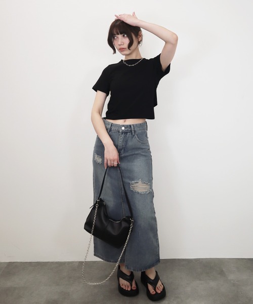 Reurie'(レウリィ)の「【ZOZO限定】サイドリボンT/side ribbonT 半袖 カットソー ホワイト グレー ブラック リボン 大人カジュアル シンプル 夏トップス(Tシャツ/カットソー・レディース・ブラック/グレー/ホワイト・FREE)」の10枚目の写真