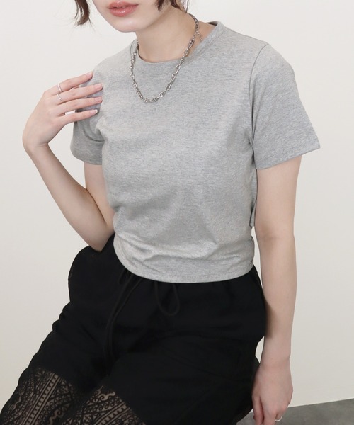 Reurie'(レウリィ)の「【ZOZO限定】サイドリボンT/side ribbonT 半袖 カットソー ホワイト グレー ブラック リボン 大人カジュアル シンプル 夏トップス(Tシャツ/カットソー・レディース・ブラック/グレー/ホワイト・FREE)」の11枚目の写真
