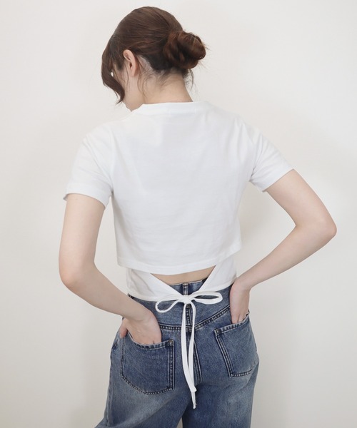Reurie'(レウリィ)の「【ZOZO限定】サイドリボンT/side ribbonT 半袖 カットソー ホワイト グレー ブラック リボン 大人カジュアル シンプル 夏トップス(Tシャツ/カットソー・レディース・ブラック/グレー/ホワイト・FREE)」の13枚目の写真