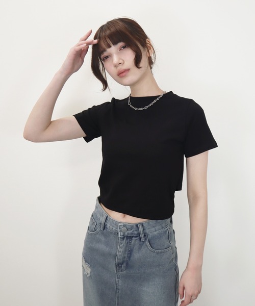 Reurie'(レウリィ)の「【ZOZO限定】サイドリボンT/side ribbonT 半袖 カットソー ホワイト グレー ブラック リボン 大人カジュアル シンプル 夏トップス(Tシャツ/カットソー・レディース・ブラック/グレー/ホワイト・FREE)」の15枚目の写真