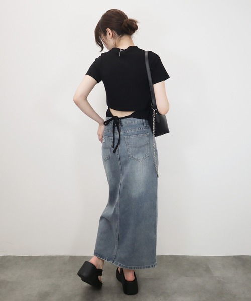 Reurie'(レウリィ)の「【ZOZO限定】サイドリボンT/side ribbonT 半袖 カットソー ホワイト グレー ブラック リボン 大人カジュアル シンプル 夏トップス(Tシャツ/カットソー・レディース・ブラック/グレー/ホワイト・FREE)」の17枚目の写真