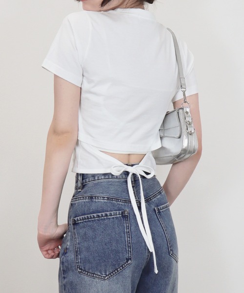 Reurie'(レウリィ)の「【ZOZO限定】サイドリボンT/side ribbonT 半袖 カットソー ホワイト グレー ブラック リボン 大人カジュアル シンプル 夏トップス(Tシャツ/カットソー・レディース・ブラック/グレー/ホワイト・FREE)」の21枚目の写真