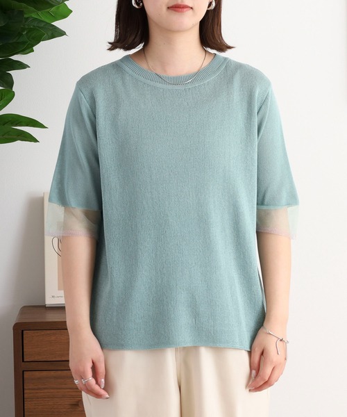 A.N.L(エーエヌエル レーベル)の「A.N.L シアースリーブサマーニット半袖プルオーバー(Tシャツ/カットソー・レディース・グリーン/サンドベージュ/ブラック/オフホワイト・38)」の21枚目の写真