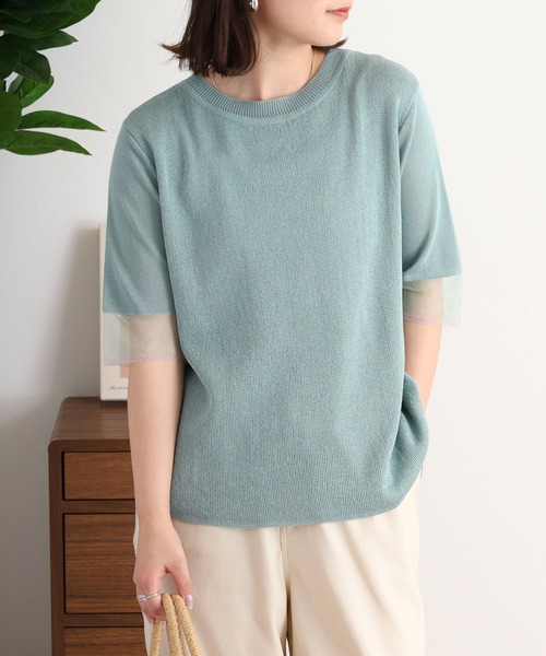 A.N.L(エーエヌエル レーベル)の「A.N.L シアースリーブサマーニット半袖プルオーバー(Tシャツ/カットソー・レディース・グリーン/サンドベージュ/ブラック/オフホワイト・38)」の19枚目の写真
