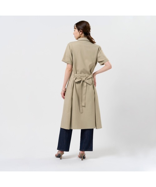 TOKYO SHIRTS（トウキョウシャツ）の「麻調合繊 シャツワンピース 五分袖（シャツ/ブラウス・レディース・ブルー/ネイビー/ベージュ・L/LL/M）」の6枚目の写真