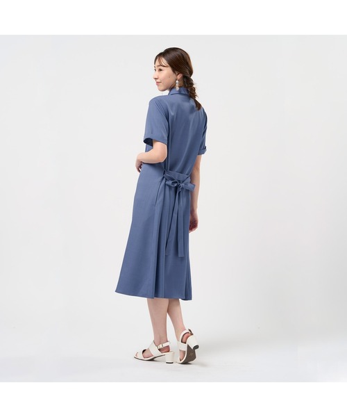 TOKYO SHIRTS（トウキョウシャツ）の「麻調合繊 シャツワンピース 五分袖（シャツ/ブラウス・レディース・ブルー/ネイビー/ベージュ・L/LL/M）」の20枚目の写真