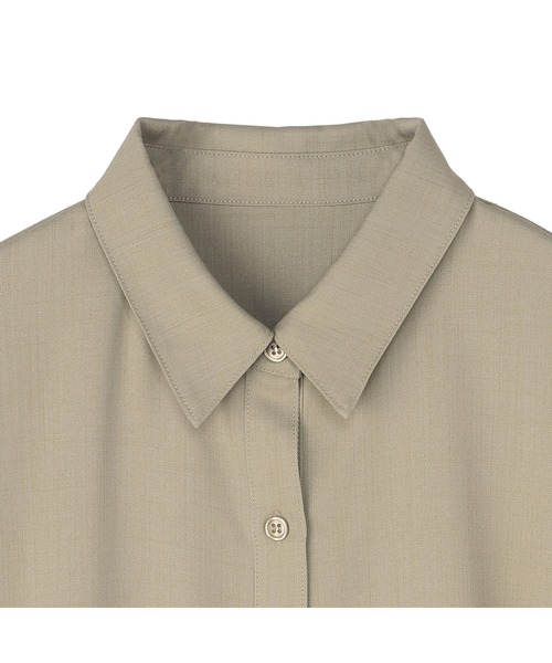 TOKYO SHIRTS（トウキョウシャツ）の「麻調合繊 シャツワンピース 五分袖（シャツ/ブラウス・レディース・ブルー/ネイビー/ベージュ・L/LL/M）」の9枚目の写真