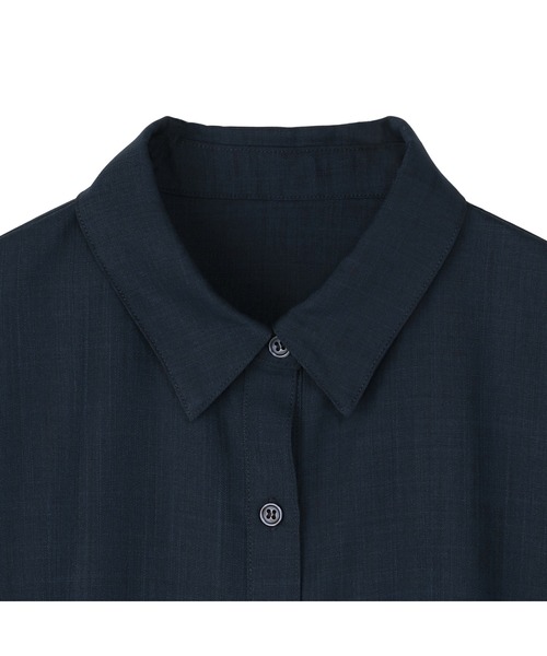 TOKYO SHIRTS（トウキョウシャツ）の「麻調合繊 シャツワンピース 五分袖（シャツ/ブラウス・レディース・ブルー/ネイビー/ベージュ・L/LL/M）」の17枚目の写真