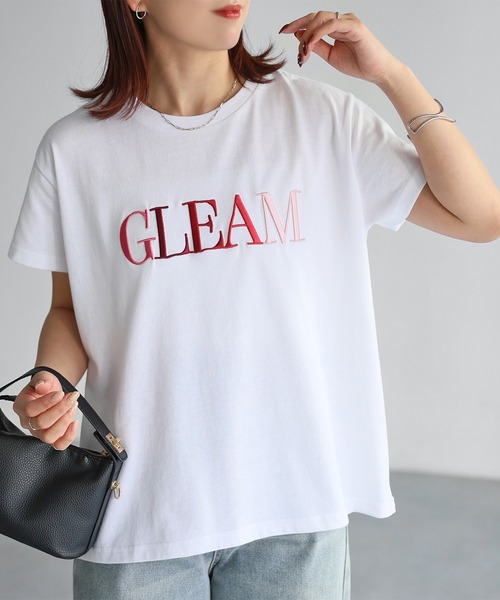 Tシャツ・カットソー BURBERRY FLOCK SGL ROSE T-SHIRT IN COTTON セール】グラデーションロゴ刺繍Tシャツ(Tシャツ/カットソー