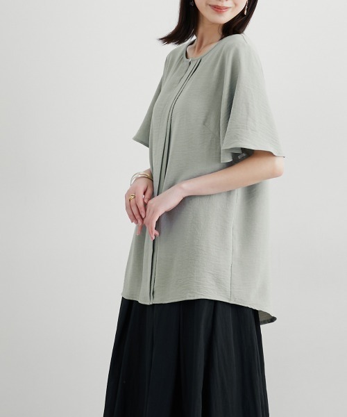 slattgir(スラットジール)の「高身長 ピンタックブラウス(トールサイズ)(シャツ/ブラウス・レディース・ライトグリーン/オフホワイト・TM/TL/TLL/T3L/T4L/T5L)」の8枚目の写真