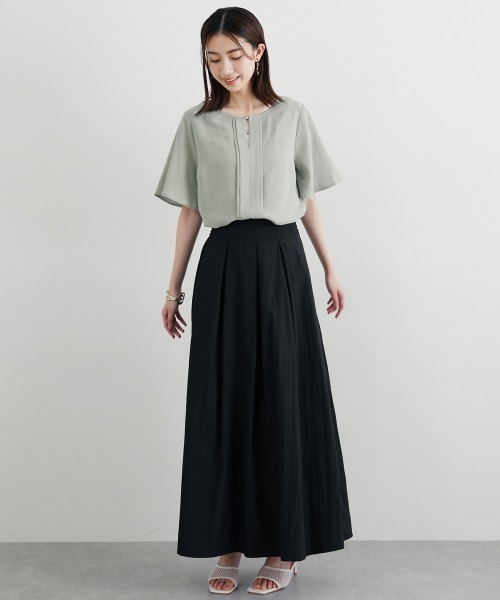 slattgir(スラットジール)の「高身長 ピンタックブラウス(トールサイズ)(シャツ/ブラウス・レディース・ライトグリーン/オフホワイト・TM/TL/TLL/T3L/T4L/T5L)」の9枚目の写真