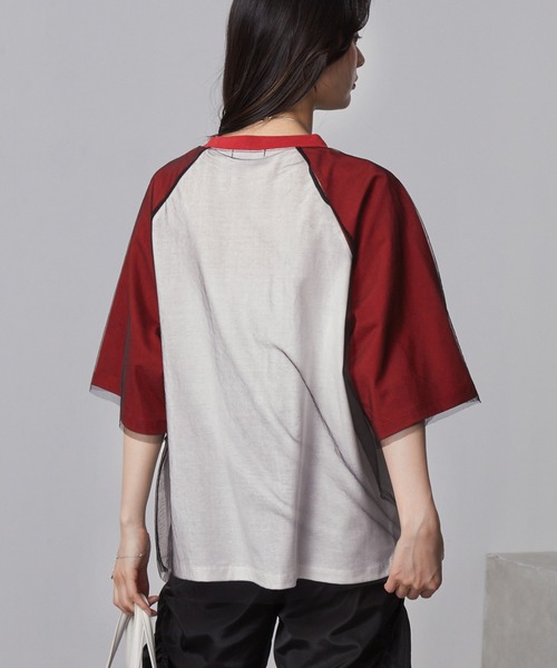 nui nullu(ヌイヌル)の「【nui nullu】チュールレイヤード ラグラン ワンポイントロゴ 半袖Tシャツ(Tシャツ/カットソー・レディース・ブラック系/ホワイト系/レッド系・FREE)」の15枚目の写真