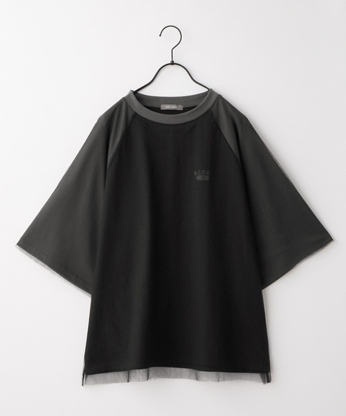 nui nullu(ヌイヌル)の「【nui nullu】チュールレイヤード ラグラン ワンポイントロゴ 半袖Tシャツ(Tシャツ/カットソー・レディース・ブラック系/ホワイト系/レッド系・FREE)」の21枚目の写真