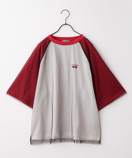nui nullu(ヌイヌル)の「【nui nullu】チュールレイヤード ラグラン ワンポイントロゴ 半袖Tシャツ(Tシャツ/カットソー・レディース・ブラック系/ホワイト系/レッド系・FREE)」の22枚目の写真