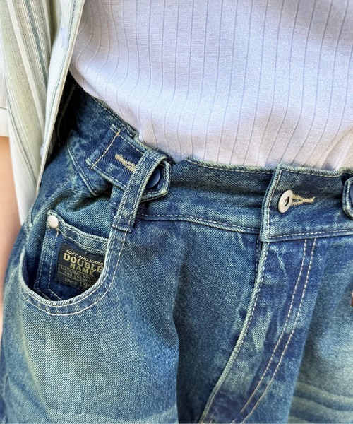 DOUBLE NAME(ダブルネーム)の「ウエスト調整カラーオーバーダイダメージデニムパンツ/ユニセックス(デニムパンツ・レディース・ブラック/インディゴブルー・FREE)」の11枚目の写真