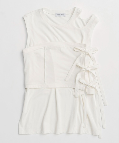 tシャツ Ribbon Bare Sleeveless TEE/リボンベアノースリーブTEE「MAISON SPECIAL/メゾンスペシャル」セット MAISON SPECIAL tシャツ Ribbon Bare Sleeveless TEE/リボンベア