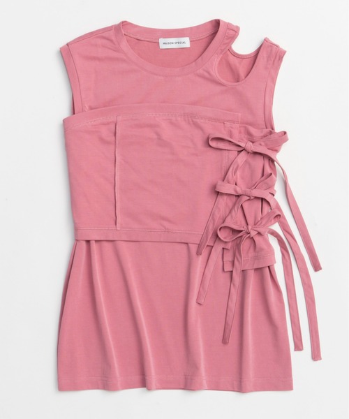 Ribbon Bare Sleeveless TEE/リボンベアノースリーブTEE【MAISON
