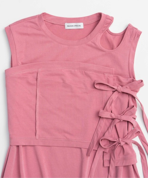 MAISON SPECIAL(メゾンスペシャル)の「Ribbon Bare Sleeveless TEE/リボンベアノースリーブTEE■セットアップ対応■(Tシャツ/カットソー・レディース・ホワイト/チャコールグレー/ピンク・FREE)」の16枚目の写真