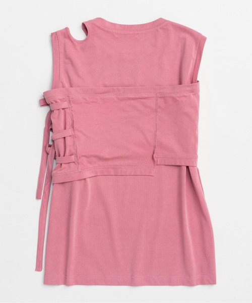 MAISON SPECIAL(メゾンスペシャル)の「Ribbon Bare Sleeveless TEE/リボンベアノースリーブTEE■セットアップ対応■(Tシャツ/カットソー・レディース・ホワイト/チャコールグレー/ピンク・FREE)」の20枚目の写真
