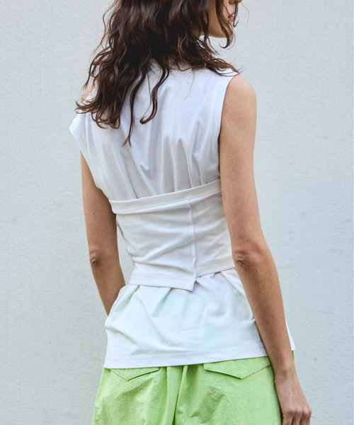 MAISON SPECIAL(メゾンスペシャル)の「Ribbon Bare Sleeveless TEE/リボンベアノースリーブTEE■セットアップ対応■(Tシャツ/カットソー・レディース・ホワイト/チャコールグレー/ピンク・FREE)」の11枚目の写真