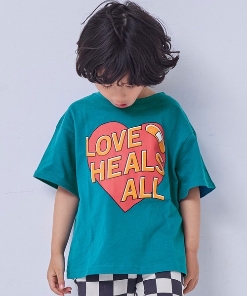 Life Support Products（ライフサポートプロダクツ）の「【プチプラ】プリントS/S tee（Tシャツ/カットソー・キッズ・レッド/オフホワイト/杢グレー/エメラルド/カーキ/ピンク/ベージュ/マスタード/ネイビー/チャコール・110/100/95/90/80/150/140/130/120）」の6枚目の写真