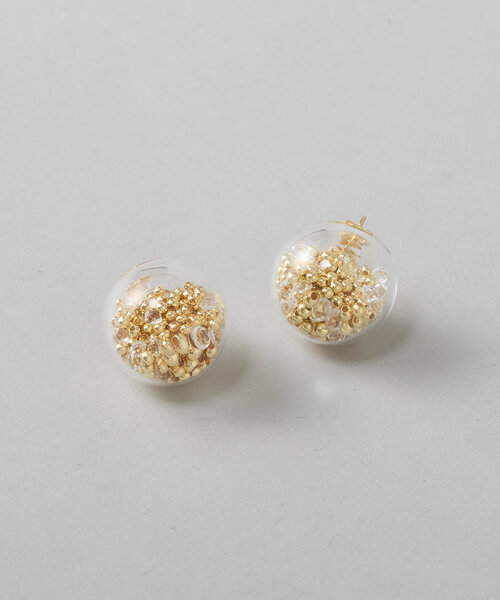 セール】《Petite A》ガラスボールピアス（ゴールド）（ピアス