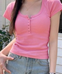 onum（オヌム）の「リブフィットヘンリーネックTシャツ/ヘンリーネックリラックスフィットTシャツ（Tシャツ/カットソー）」