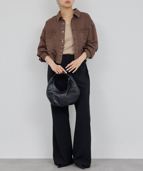 GALLARDAGALANTE（ガリャルダガランテ）の「【セットアップ対応】リヨセルショートシャツ（シャツ/ブラウス・レディース・ブラウン/ベージュ/オリーブ/アイボリー・FREE）」の9枚目の写真