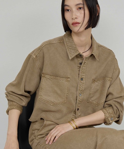 GALLARDAGALANTE（ガリャルダガランテ）の「【セットアップ対応】リヨセルショートシャツ（シャツ/ブラウス・レディース・ブラウン/ベージュ/オリーブ/アイボリー・FREE）」の4枚目の写真