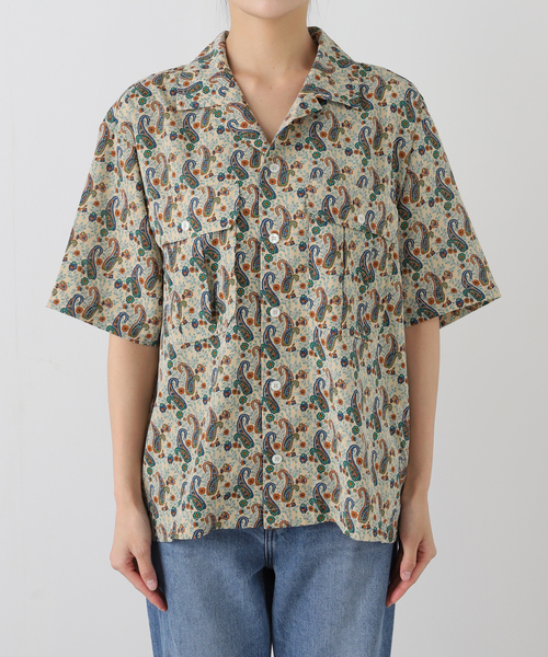 フランス購入 素敵色ペイズリー柄フォレストグリーンとろみカットソー 風景柄シャツ - グリーン | ZARA Japan / 日本
