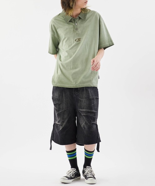 セール】Snap Button Polo T-Shirt / スナップボタンポロシャツ