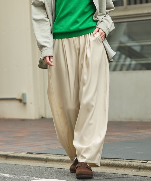 THE CRAFT CREW PRODUCTS（ザクラフトクループロダクツ）の「リネンタッチリラックス コクーンカーブ ワイドイージーパンツ【THE CRAFT CREW PRODUCTS】（その他パンツ・レディース・ブラウン/アイボリー/チャコールグレー/ブラック・L/M）」の2枚目の写真