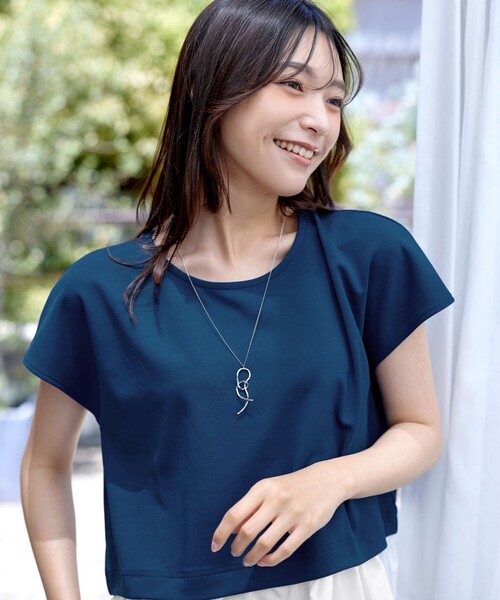 Tiaclasse(ティアクラッセ)の「シャツドッキングフレンチスリーブカットソー(Tシャツ/カットソー・レディース・ベージュ/ターコイズブルー/ブラック・M/L)」の22枚目の写真