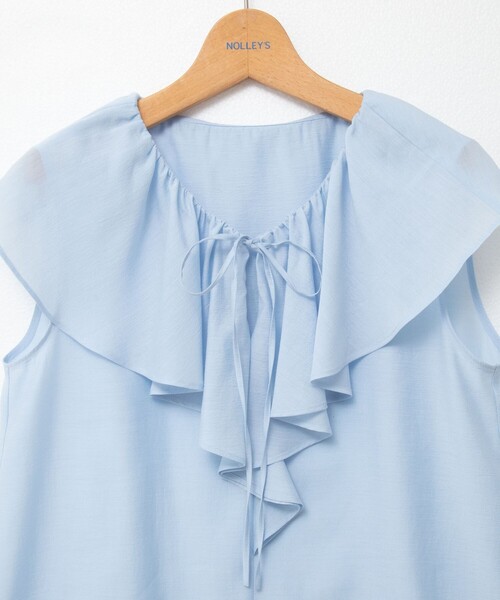 NOLLEY’S Sophi（ノーリーズソフィ）の「シアーラッフルノースリーブブラウス（シャツ/ブラウス・レディース・ブラック/オフホワイト/サックスブルー・38/36）」の16枚目の写真